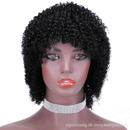 Short bob afro curly wholesale inch pixie cut wave black cheap glueless brazilian real human hair wigs black women
